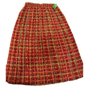 Andrea Gayle Red & Yellow Plaid Pleated Short Skirt Size 12 Polyester Fabric Wom
